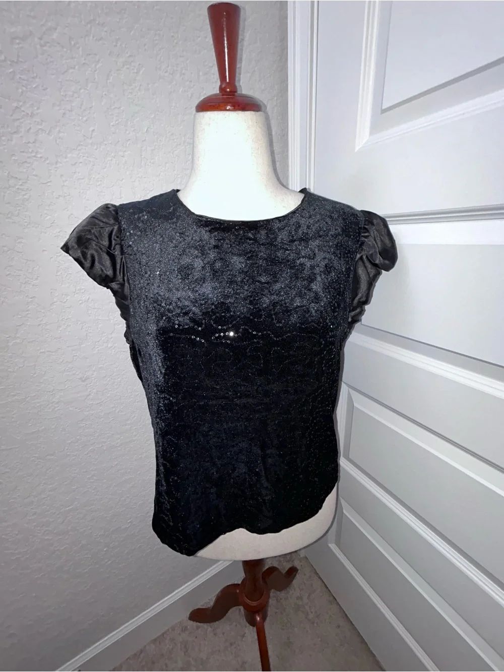 New, Nanette Nanette Lepore Sequins Open Tie Back Statement Blouse Shirt Top